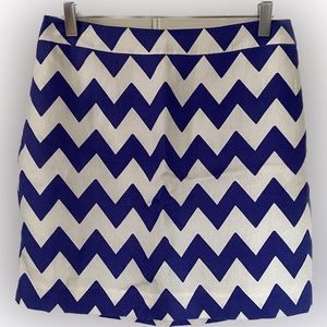 Kate Spade linen a-line skirt in blue/white chevron pattern, 6, EUC